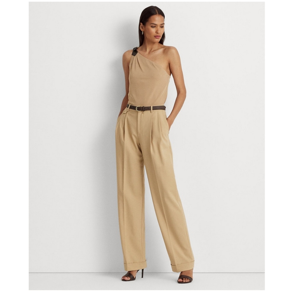 RALPH LAUREN BUCKLE TRIM JERSEY ONE SHOULDER TOP SIZE LARGE NWT